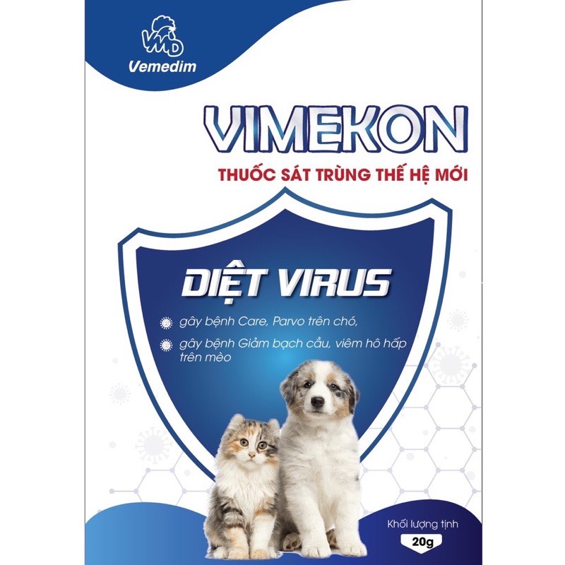 Sát trùng diệt virus gây bệnh care parvo, giảm bạch cầu, hô hấp Vimekon thú cưng