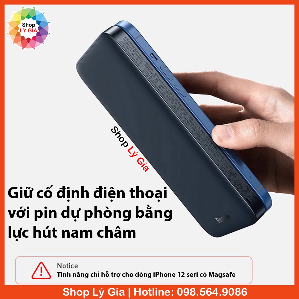 Pin sạc dự phòng 10000mAh Baseus sạc nhanh PD 20W tích hợp sạc không dây từ tính Apple Magsafe dùng cho iPhone 12