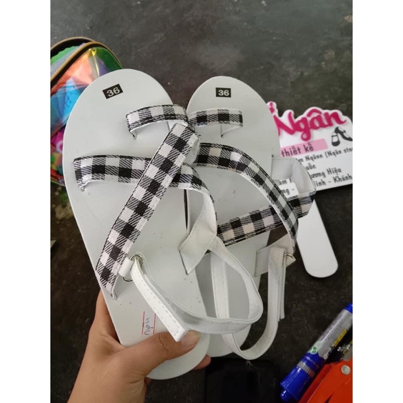 [SANDAL] Sandal xỏ ngón nam nữ hai màu trắng đen