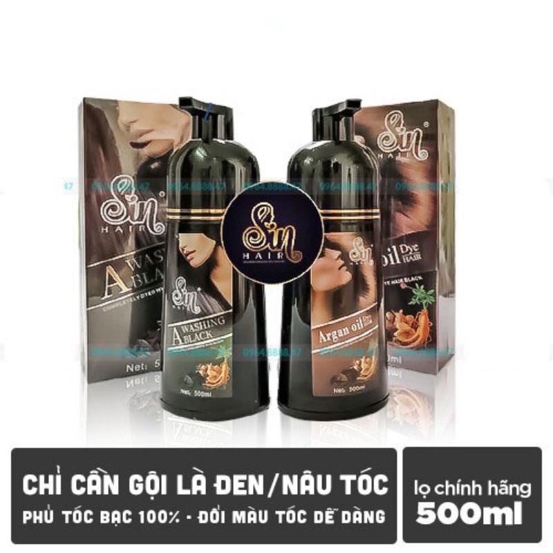 [Chính hãng] Dầu gội phủ bạc Sin Hair dầu gội nhuộm tóc số 1 Nhật Bản chai 500ml