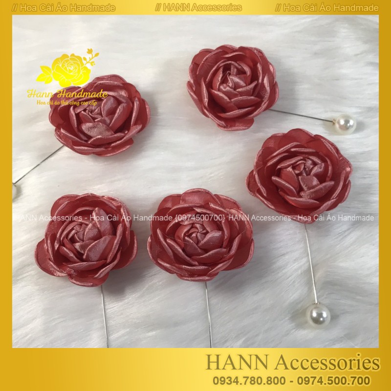 Hoa cài áo handmade thời trang cao cấp, Tang Hoa Hồng Cài Áo