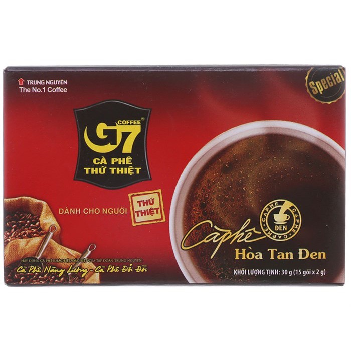 Cafe G7 hòa tan đen không đường hộp 30g