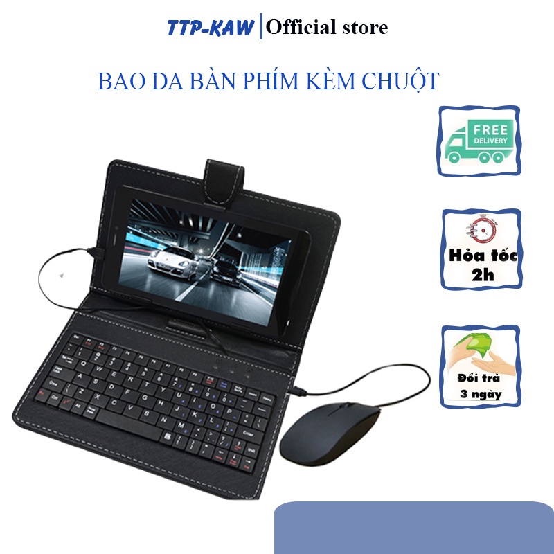 Bao da bàn phím kèm chuột có dây Cho Điện Thoại Di Động/ Ipad/ Máy Tính Bảng Android Kết Nối Otg-Bảo hành 12 tháng