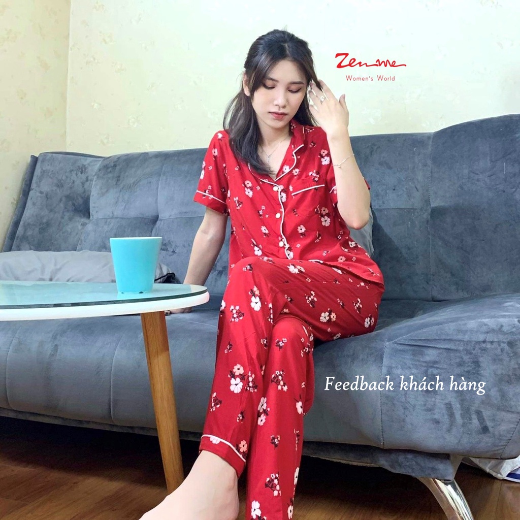 Đồ bộ pijama nữ Zen Me bộ mặc nhà tay cộc quần dài chất liệu Lụa giấy Luxury cao cấp - họa tiết trẻ trung hiện đại | BigBuy360 - bigbuy360.vn