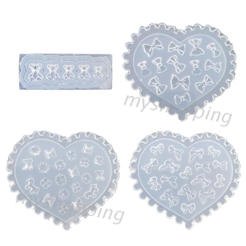 Set 4 Khuôn Hình Hoa Và Gấu Dùng Để Làm Phụ Kiện Trang Trí Móng Nghệ Thuật