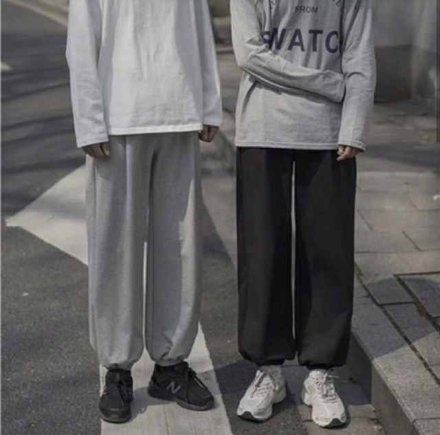 Quần Jogger Thun Dài Ống Rộng Có Bo Simple Unisex