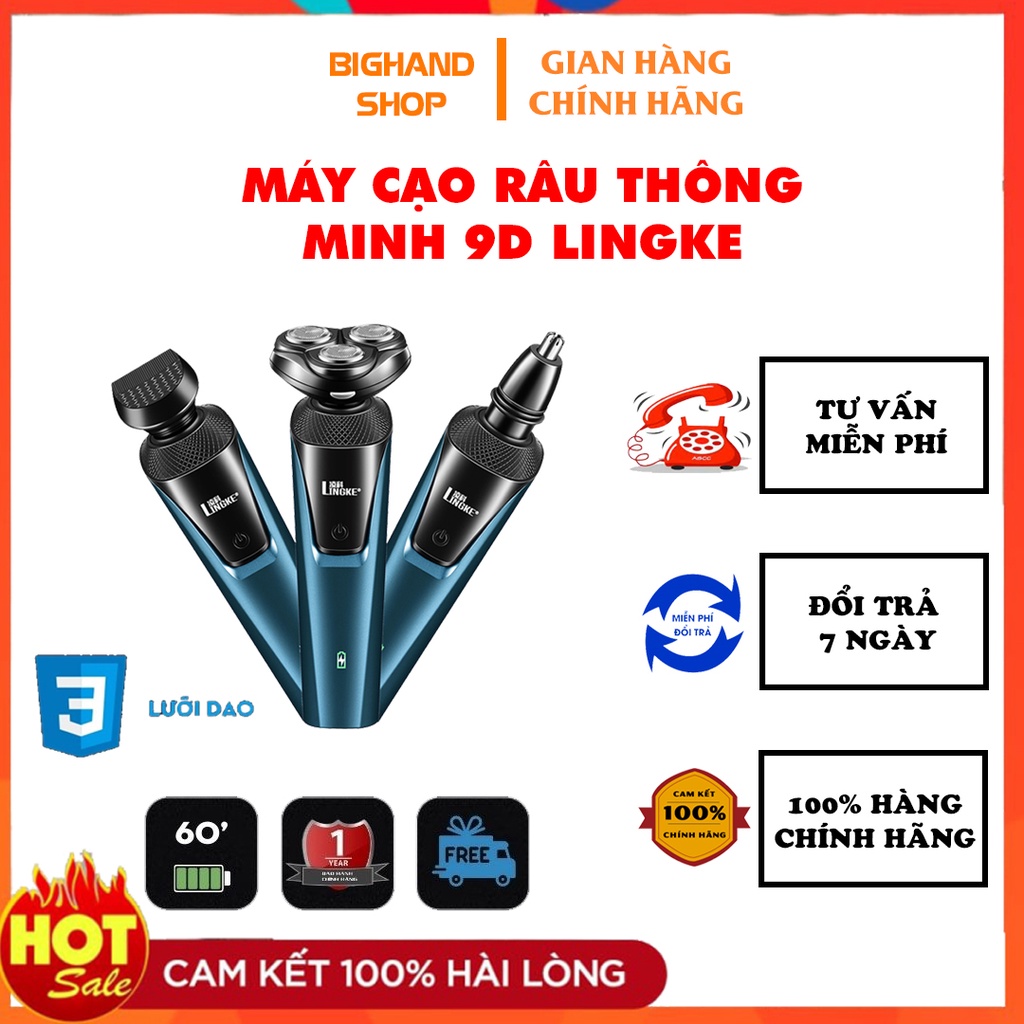 Máy cạo râu đa năng 3 in 1 chính hãng Lingke, máy cạo râu đa năng chống nước cao cấp
