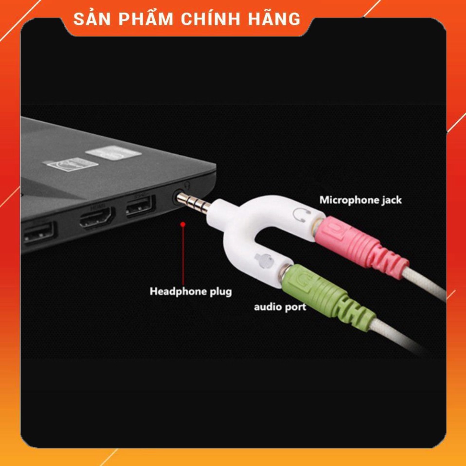 (Chính Hãng) Cáp chia Tai Nghe 3.5 Mic và Loa - Jack Chia (Gộp) Cổng Tai Nghe