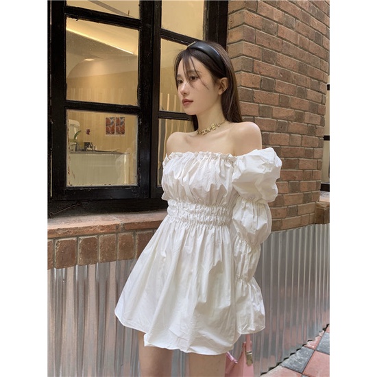 COZOK Đầm Dài Tay Hở Vai Form Ôm Kiểu Dáng Quyến Rũ