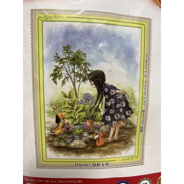 tranh thêu chữ thập cô gái dx1067 (53x72)