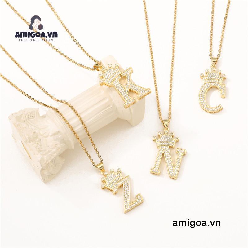 ✨✨Vòng cổ Mặt 26 Chữ Cái Tiếng Anh Đính Kim Cương Đơn Giản Thời Trang