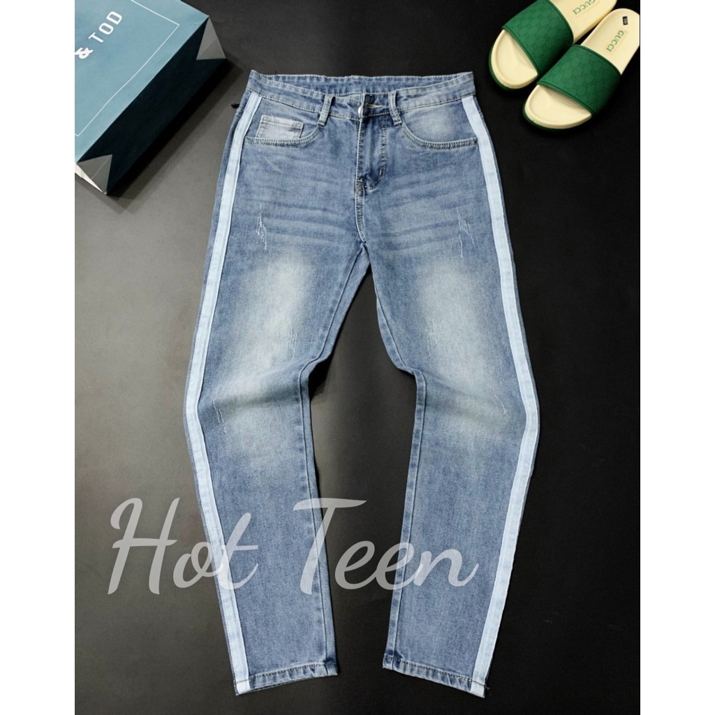 Quần jean nam xanh rách gối cá tính, đậm phong cách trẻ trung 19031