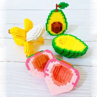 Mô hình Lắp Ráp Trái Cây Hoa Quả Bơ Chuối Đào 3D Nanoblock Dễ thương