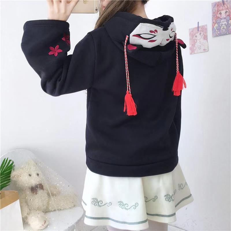 【COD & Ready stock】Áo hoodie dáng rộng thiết kế tai mèo dễ thương phong cách Nhật Bản dành cho nữ