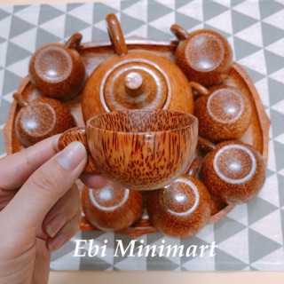 Bộ khay ấm trà gỗ dừa 10 món