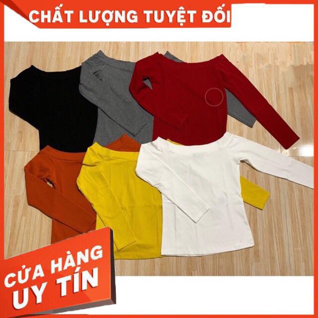 Áo bẹt vai tay dài chất thun xịn(Hình thật khách yên tâm mua nhé)