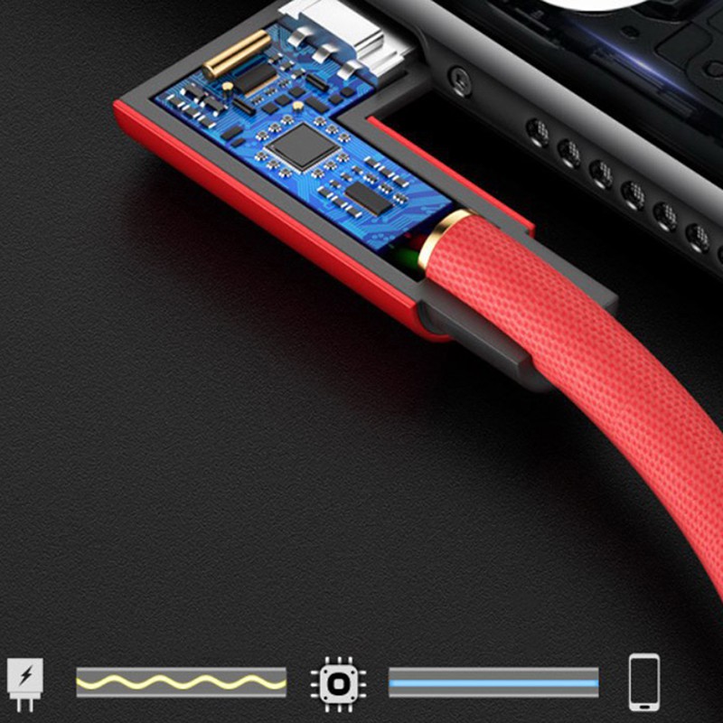 Dây Cáp Sạc Nhanh 90 Độ Cổng Usb Loại C / Ios / Micro Usb
