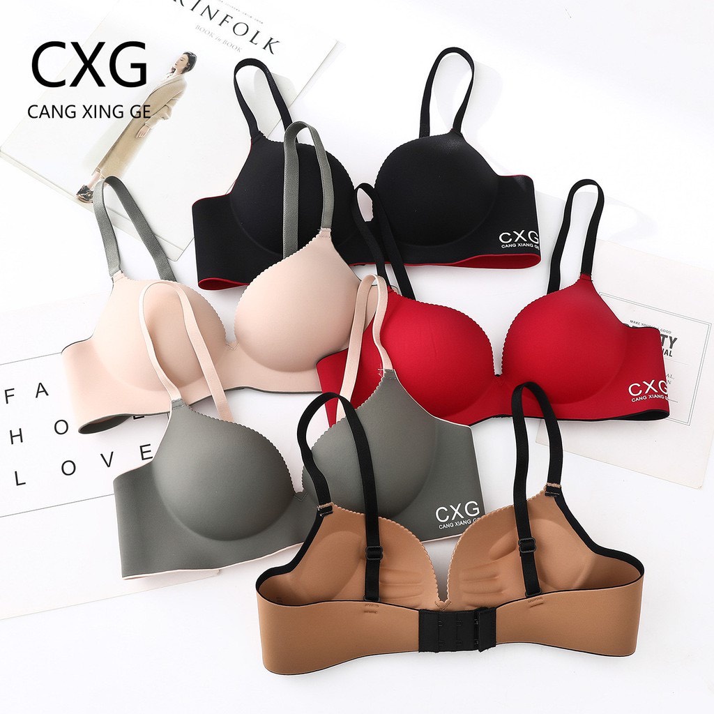 Áo lót nữ su đúc CXG không gọng, nâng ngực phối màu quai chip bra, áo ngực su đúc A20