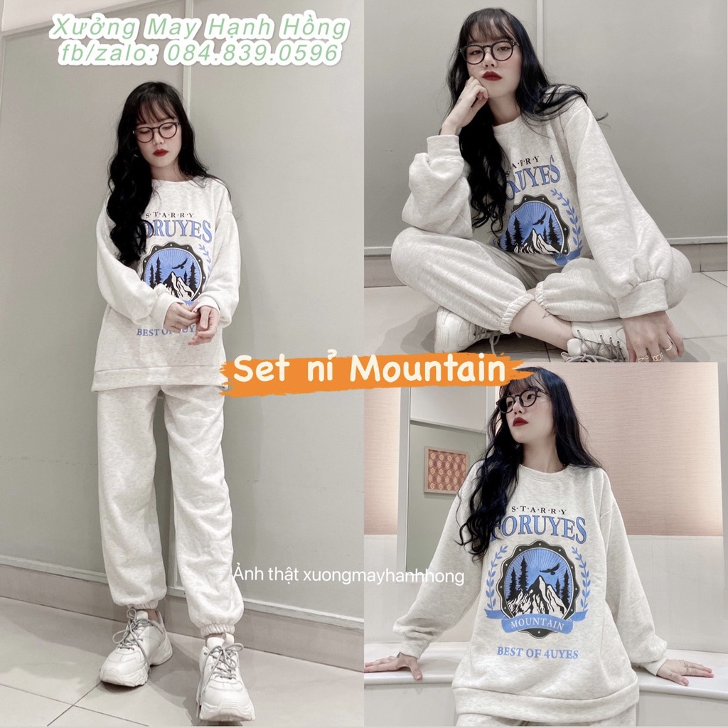 Set bộ nỉ bông Foruyes kèm quần nỉ jogger lót bông ấm,Set bộ nỉ COSMOS dài tay phong cách Hàn Quốc - Xưởng May Hạnh Hồng | BigBuy360 - bigbuy360.vn