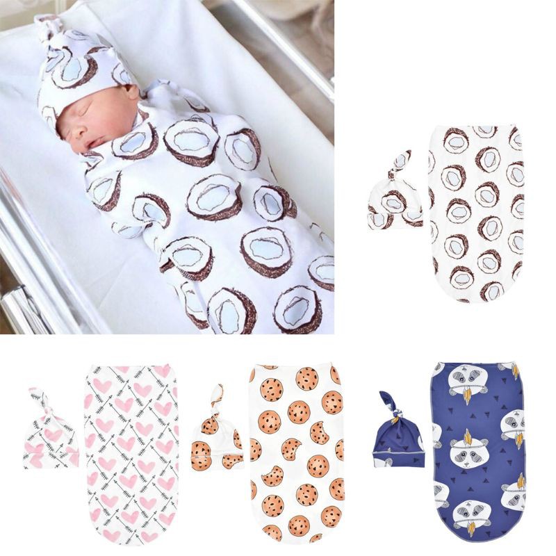 (Hàng Mới Về) Set 2 Túi Ngủ Kèm Nón Cho Bé Sơ Sinh Từ 0-6 Tháng Tuổi