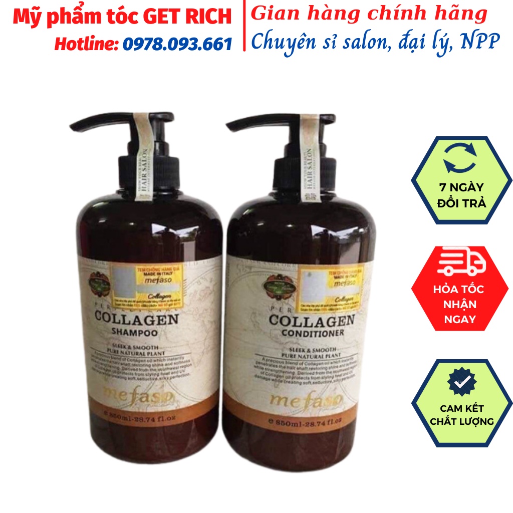[HÀNG CHÍNH HÃNG] Dầu Gội Xả Collagen Mefaso Phục hồi tóc mềm mượt 850mlx2