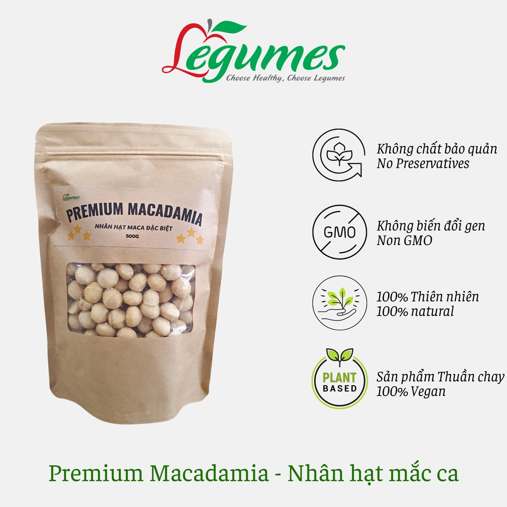 Nhân hạt Mắc ca Úc nguyên chất tự nhiên - Macadamia No shell 500g organic Légumes Vietnam