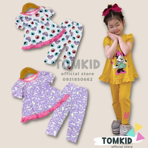 Đồ bộ cho bé gái bộ tay ngắn quần dài cho bé chất cotton TomKids 9-23Kg