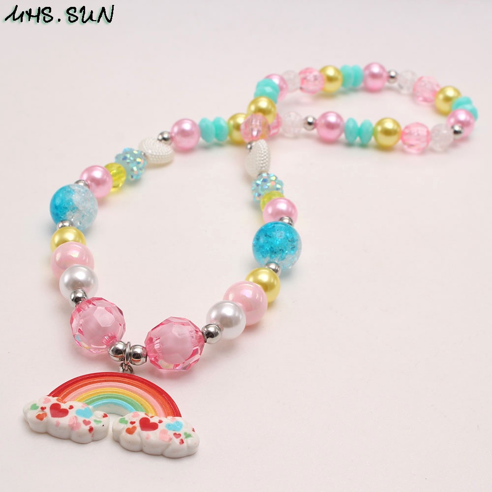 Set Vòng cổ + Vòng Tay Màu Cầu Vồng Xinh Xắn Cho Bé Gái