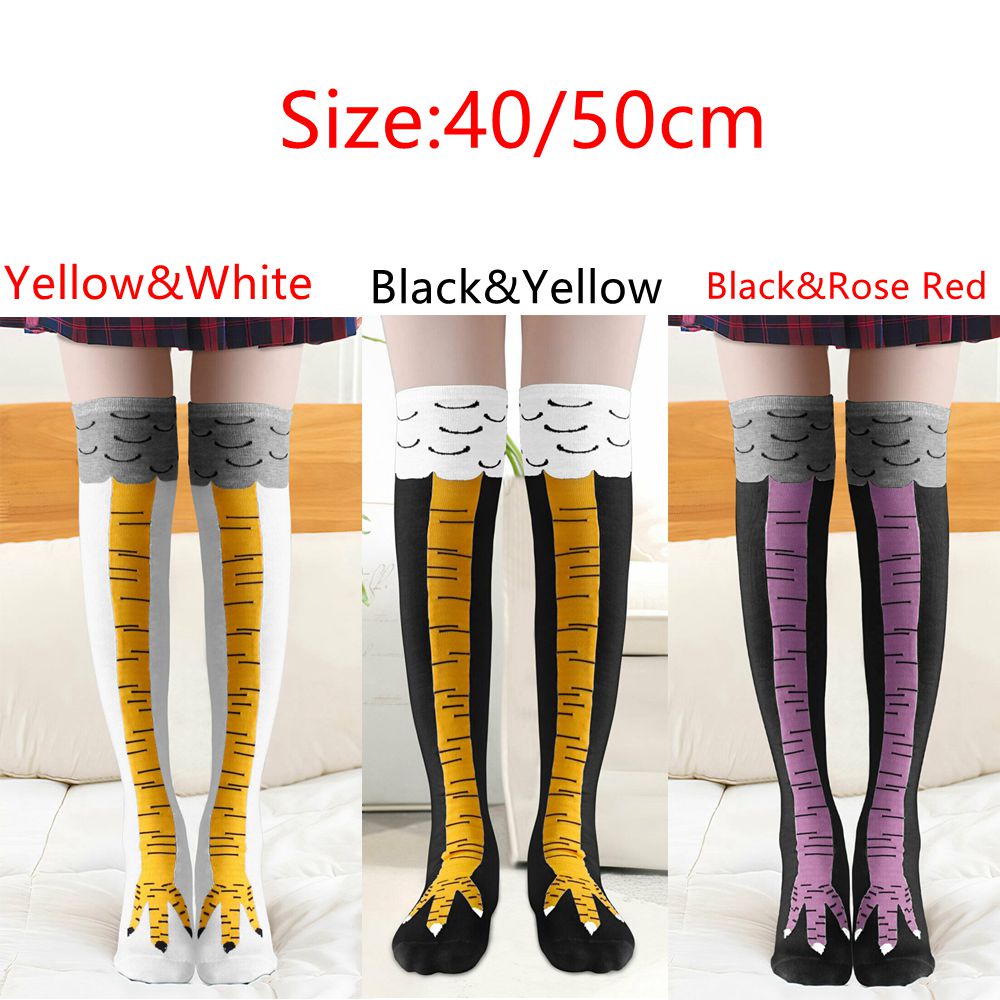 Tất cổ cao qua gối in hình chân gà 3D vui nhộn dành cho nữ mang vào mùa đông