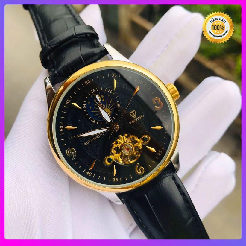 Đồng hồ cơ nam automatic dây da bọc su cực bền hiệu tevise chính hãng (tặng kèm hộp) | BigBuy360 - bigbuy360.vn
