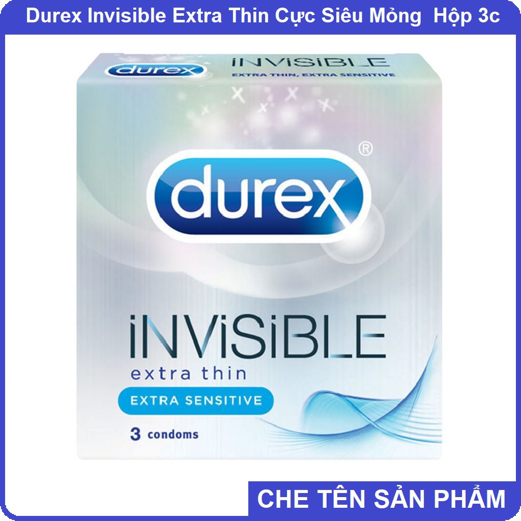 Bao cao su Durex INVISIBLE cực siêu mỏng cảm giác thật nhất. Hộp nhỏ (3c)