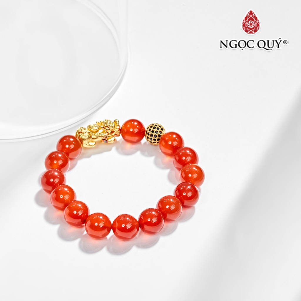 Vòng Tay Nam Đá Mã Não Đỏ Phối Tỳ Hưu Bạc Mạ Vàng 24K - Ngọc Quý
