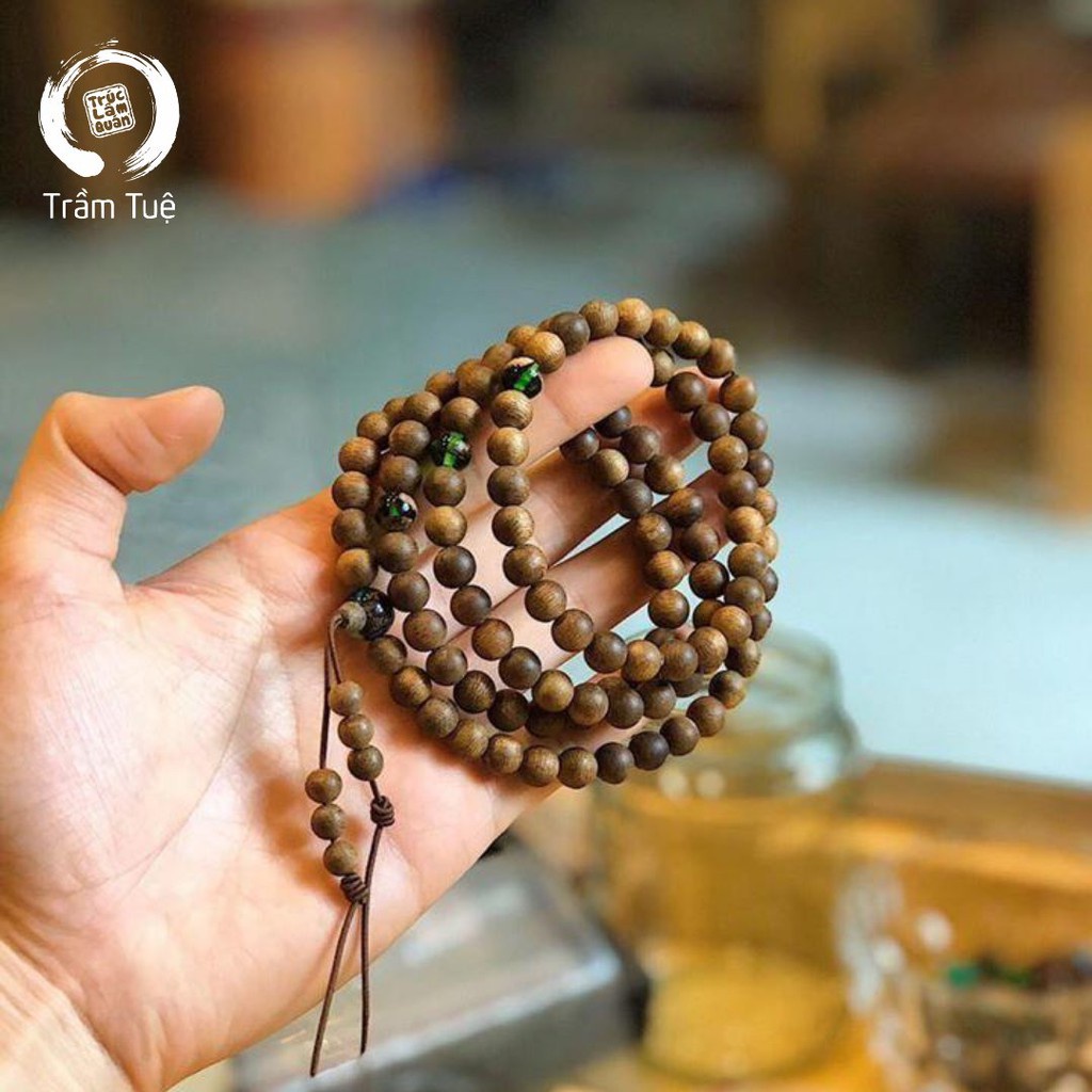 Vòng Trầm Hương tự nhiên Chuỗi Tràng Hạt 108 Loại 6 mm cho Nữ Trầm Tốc Việt Mix cham resin