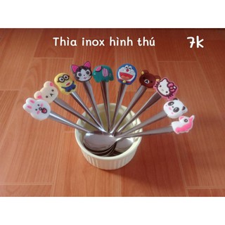  Thìa inox cán bọc silicon hình thú dễ thương cho bé