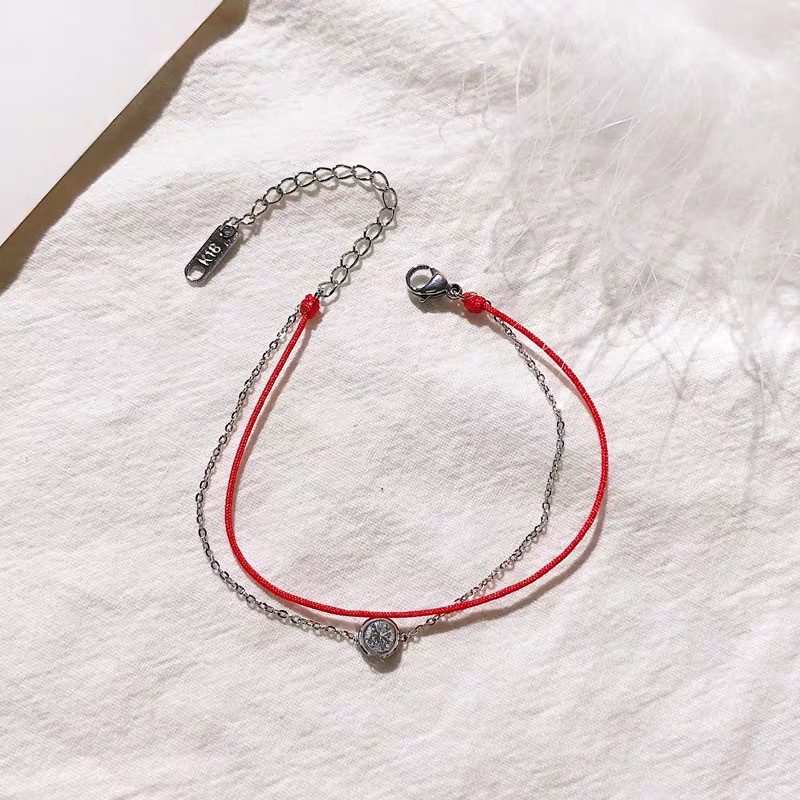 Vòng Tay Hai Lớp Đính Kim Cương Đơn Giản Bằng Thép Không Gỉ Thời Trang Cao Cấp Phong Cách Mới Bán Chạy Niche