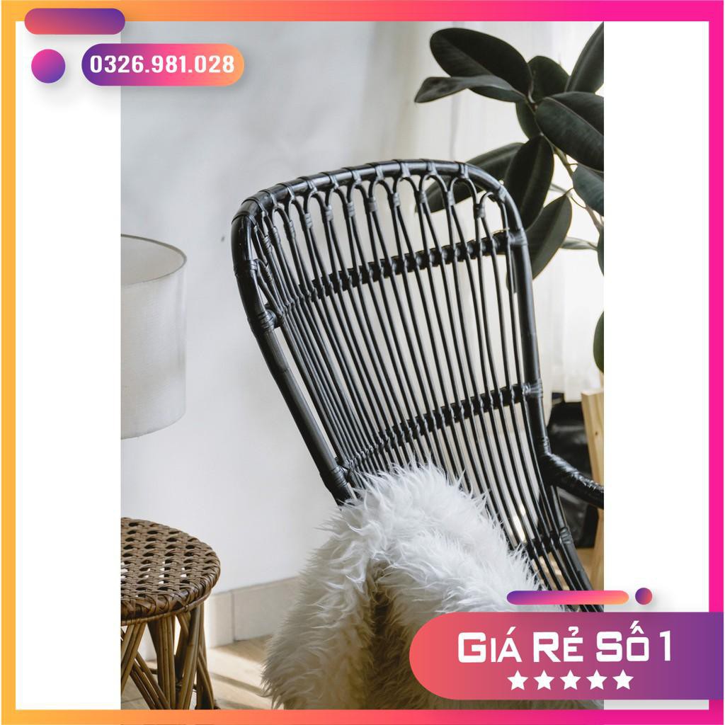 ghế mây lưng cao Armchair đen [FREESHIP] trang trí quán cafe, phòng khách, ban công khách sạn