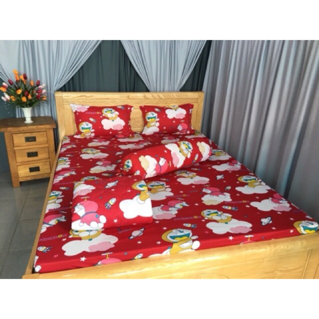 Bộ drap thun ❤️FREESHIP❤️ga thun Hàn Quốc- đôraemon ( 1 ga, 3 áo gối)