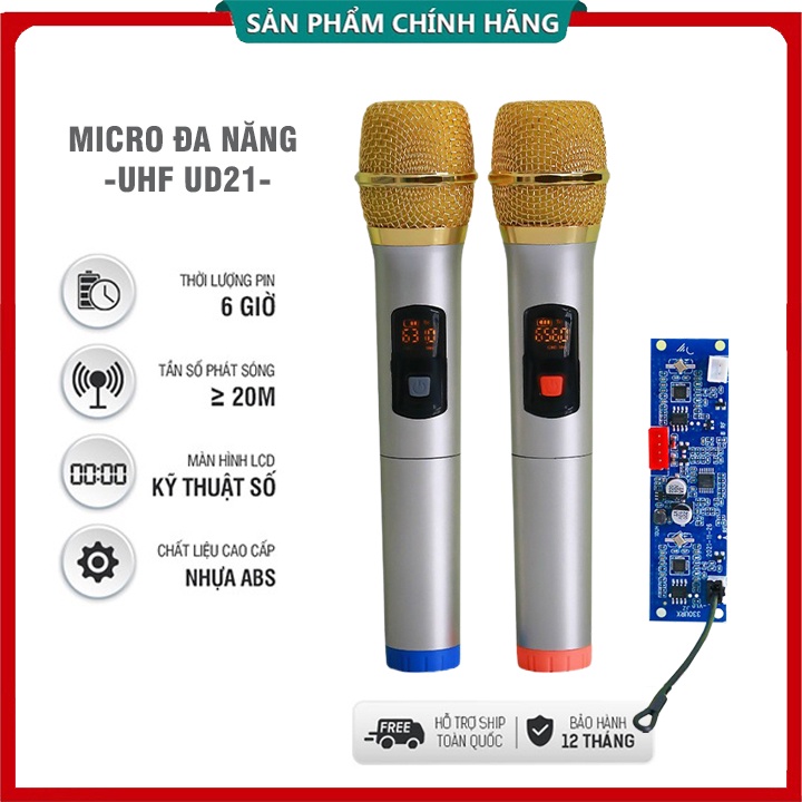 [Mã ELHACE giảm 4% đơn 300K] Bộ micro hát karaoke không dây Cao cấp UD22 | UD21 | MV02 Chính Hãng