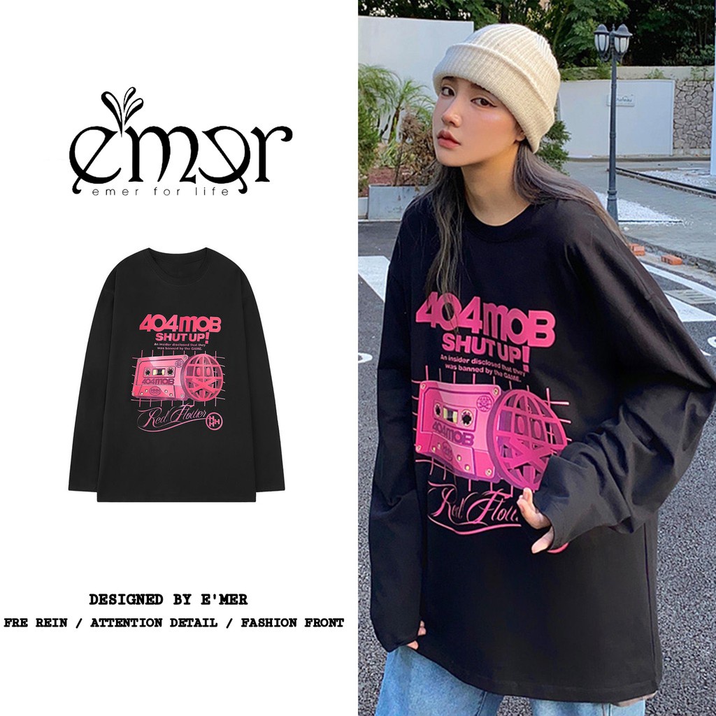 Áo thun DÀI TAY Unisex E'mer 404MOB Basic Tee Áo Phông Nam Nữ Lỡ Oversize Form Rộng Sweater Ulzzang Hàn Quốc Chính Hãng