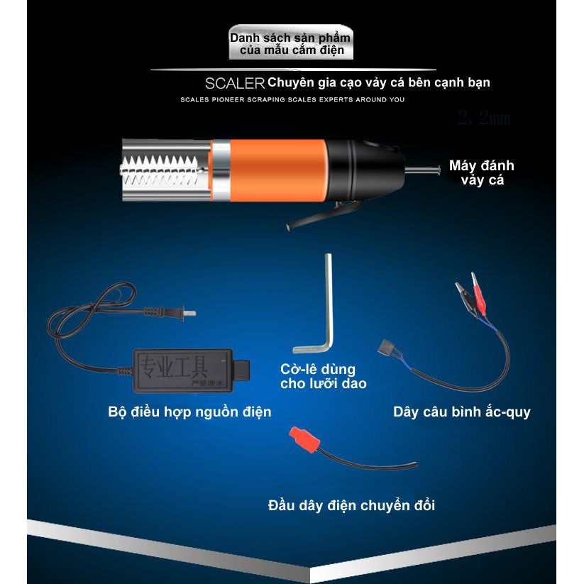 Máy đánh vẩy cá cầm tay inox 304 IPX7- hàng cao cấp 🦈🦈