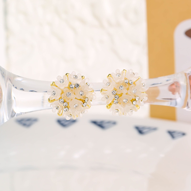 Bông Tai Mạ Bạc 925 Hình Hoa Đính Đá Ba Chiều Sang Trọng