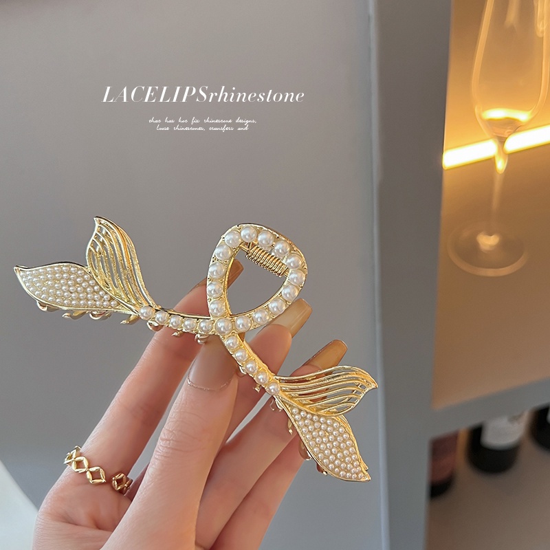 Kẹp TóC HìNh Đuôi Cá ĐíNh NgọC Trai Giả ThờI Trang Cho Nữ