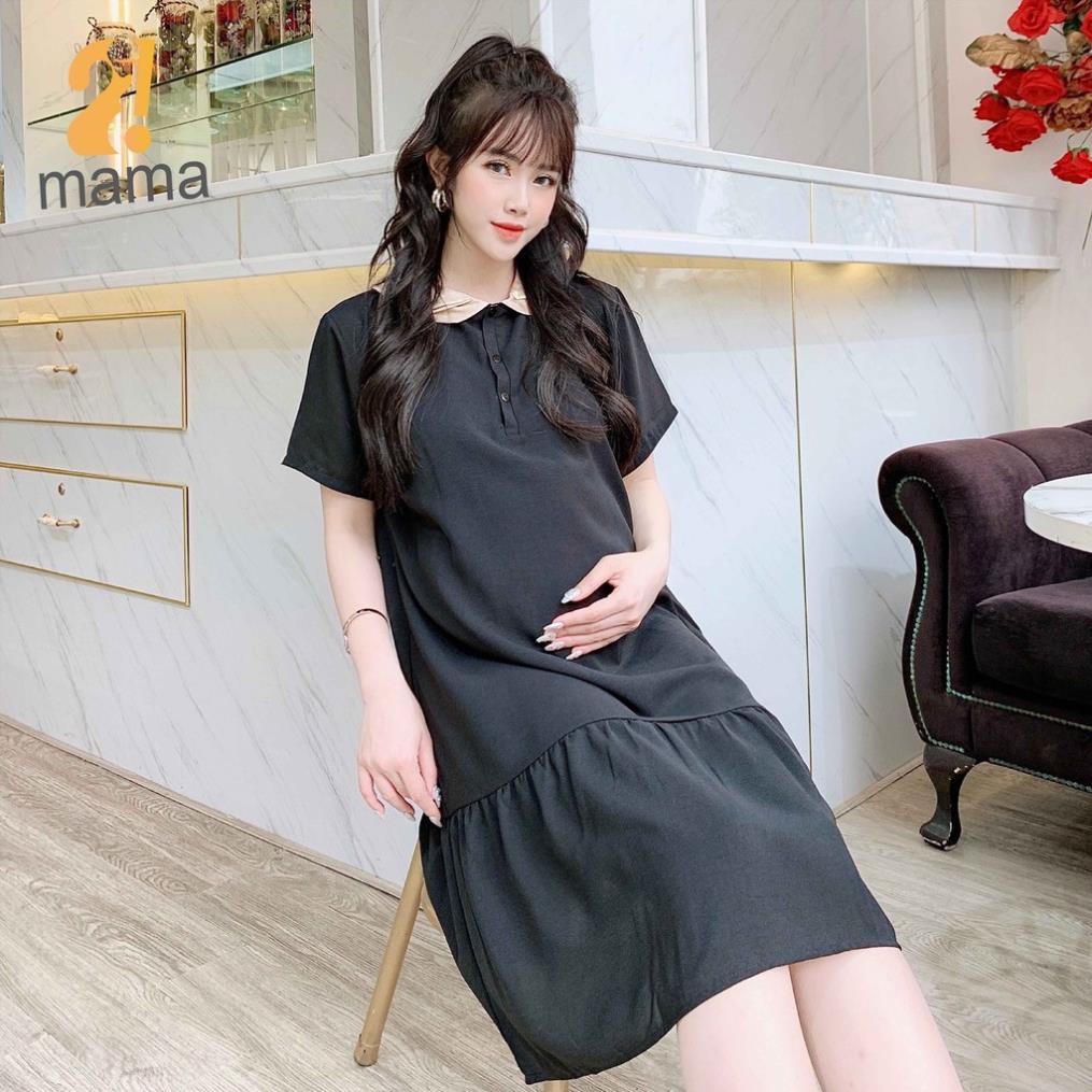 [BÁN SỈ] Đầm bầu ( váy bầu ) dự tiệc 2MAMA giá rẻ đẹp dáng suông đuôi cá sang chảnh màu đen be  V38 👗 *