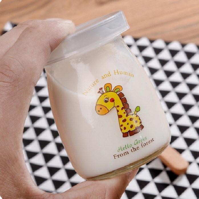 🍒🍒Bộ 12 Cốc/Hũ Làm Sữa Chua Bằng Thủy Tinh Có Nắp Cho Bé Hình Ngộ Nghĩnh | BigBuy360 - bigbuy360.vn