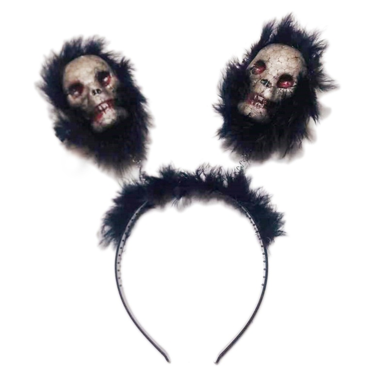 Băng Đô Hóa Trang Halloween Hình Đầu Lâu Lông Dài Kinh Dị