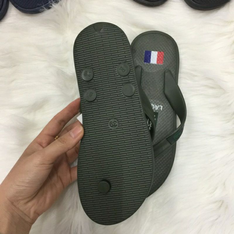 Tông nam#Dép kẹp nam Lacoste 2 màu đen - tím than