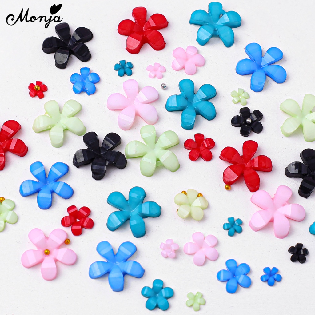 MONJA Hộp Phụ Kiện Trang Trí Móng Tay 6 Chi Tiết 3D Xinh Xắn