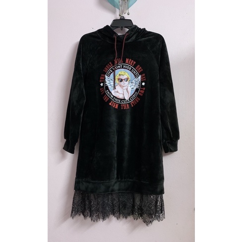 Váy nhung chân ren Cache size S