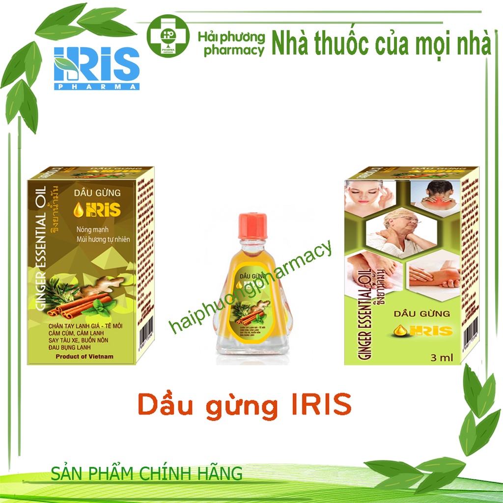 Dầu gió gừng iris 3ml mùi hương tự nhiên phòng ngừa phong thấp , cảm cúm cảm gió cảm lạnh