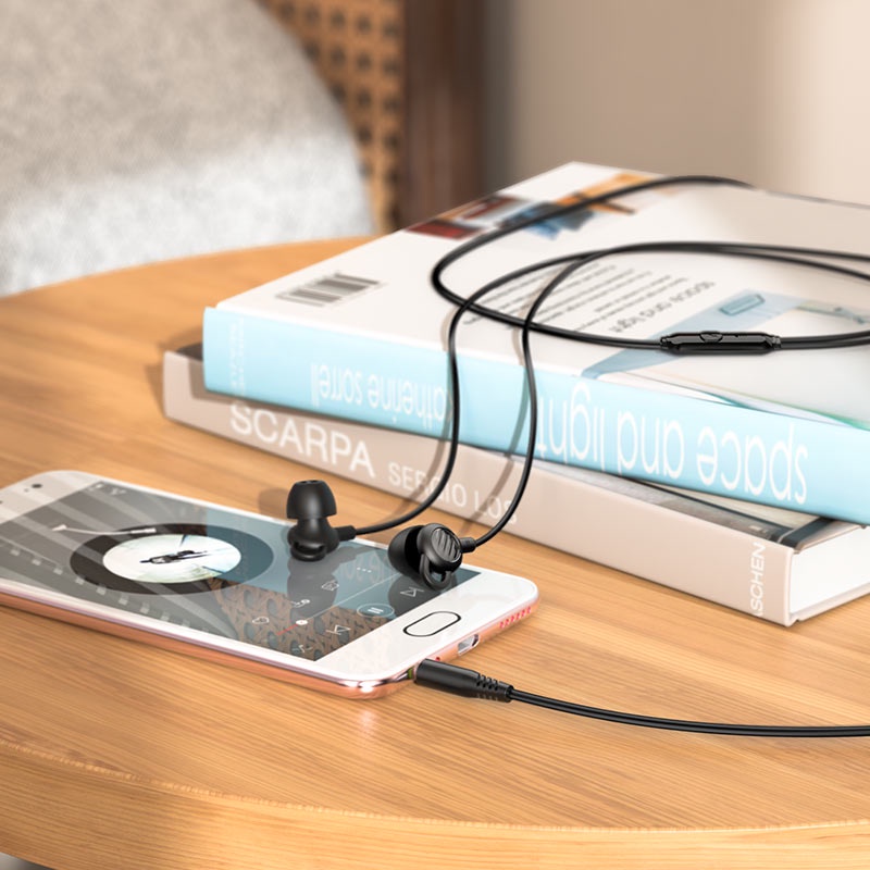 Tai nghe nhét tai Hoco M89 JACK cắm 3.5mm, bọc silicone mềm thoải mái khi ngủ, dây dài 1.2M - CHÍNH HÃNG